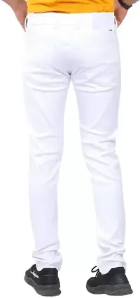 Stylish White Denim Solid Mid-Rise Jeans For Men-thumb1