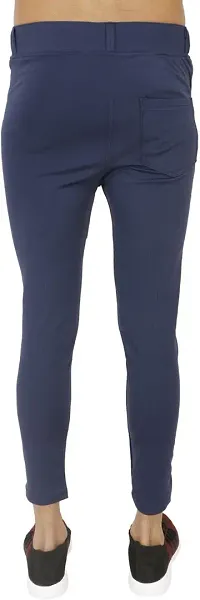 Mevan Stylish Blue Cotton Blend Solid Regular Fit Trouser For Men-thumb1