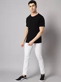 Stylish White Denim Solid Regular Fit Jeans For Men-thumb3