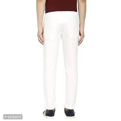 COMFITS Men's Formal  Casual White Plain Jeans (36)
