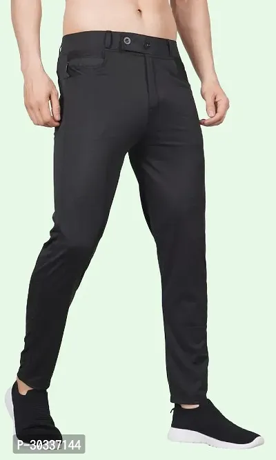 Mevan Comfortable Black Polyester Spandex Regular Track Pants For Men