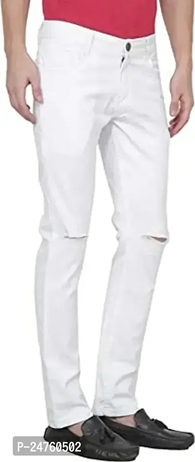 COMFITS Men's | Boys | Knee Cut Casual Stylish Jeans (28, White)-thumb4