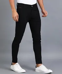 Stylish Black Cotton Blend Mid-Rise Jeans For Men-thumb2