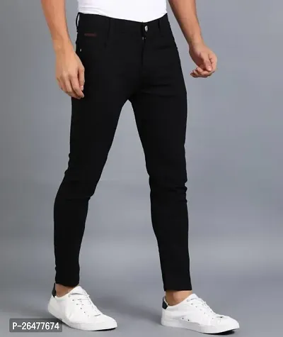 Stylish Black Cotton Blend Mid-Rise Jeans For Men-thumb3