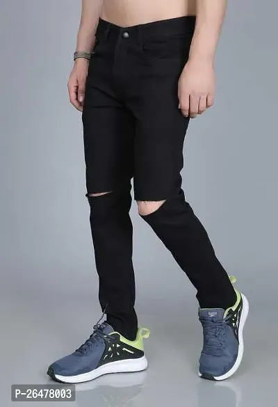 Stylish Black Denim Mid-Rise Jeans For Men-thumb3