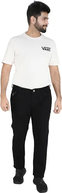 Classic Black Cotton Blend Solid Jeans For Men-thumb4