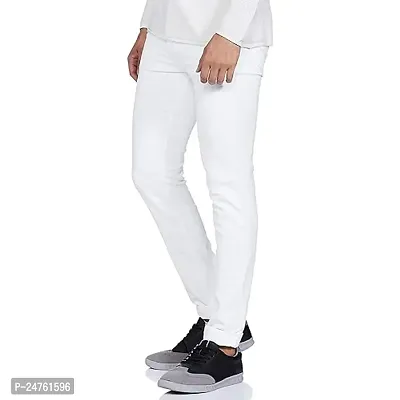 COMFITS Men's Latest Stylish Fashion White Plain Jeans (28)