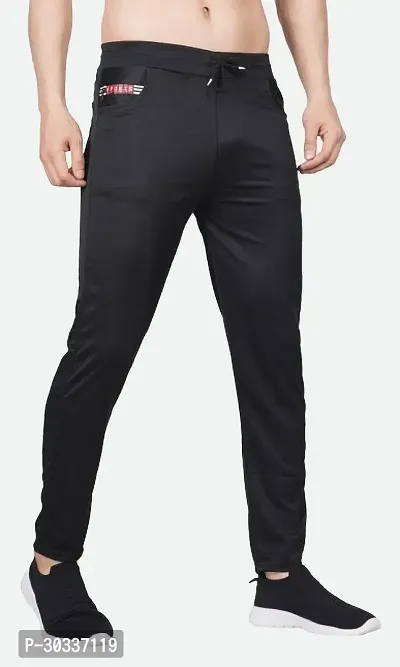 Mevan Comfortable Black Polyester Spandex Regular Track Pants For Men-thumb0