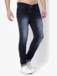 Classic Blue Cotton Blend Solid Jeans For Men-thumb2