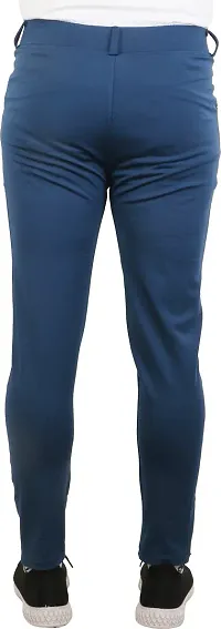 Mevan Stylish Blue Lycra Blend Solid Regular Fit Trouser For Men-thumb1