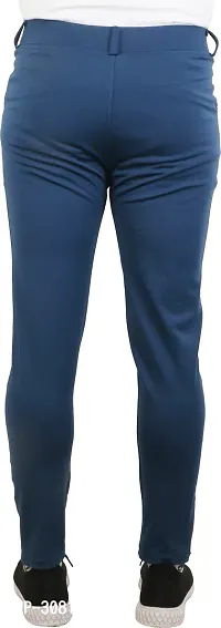 Mevan Stylish Blue Lycra Blend Solid Regular Fit Trouser For Men-thumb2