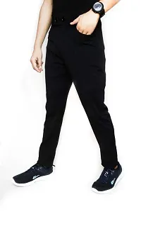 Mevan Stylish Black Polyester Solid Regular Fit Trouser For Men-thumb2