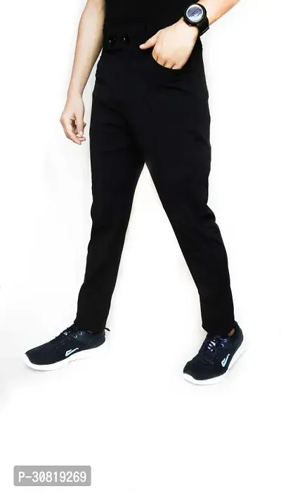 Mevan Stylish Black Polyester Solid Regular Fit Trouser For Men-thumb3