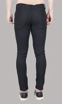 Stylish Black Solid Straight Fit Denim Jeans For Men-thumb1