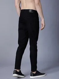 Stylish Black Cotton Blend Mid-Rise Jeans For Men-thumb1