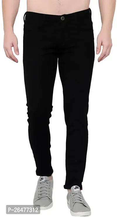 Stylish Black Cotton Blend Mid-Rise Jeans For Men-thumb0