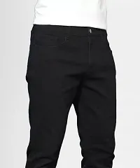 Stylish Black Denim Solid Jeans For Men-thumb2