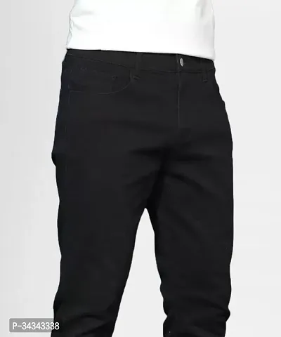 Stylish Black Denim Solid Jeans For Men-thumb3