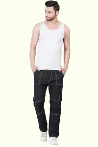 Stylish Black Cotton Blend Solid Mid-Rise Jeans For Men-thumb2