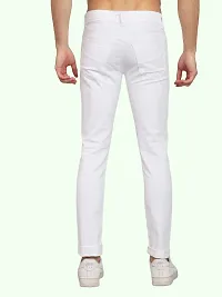 Stylish White Cotton Blend Solid Mid-Rise Jeans For Men-thumb1