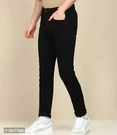 Stylish Black Denim Mid-Rise Jeans For Men-thumb2