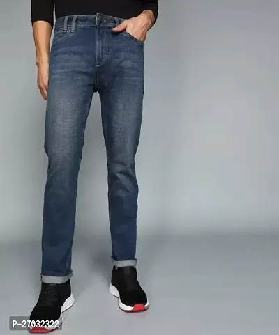 Classic Blue Denim Solid Jeans For Men