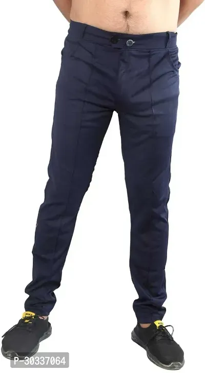 Mevan Comfortable Blue Polyester Spandex Regular Track Pants For Men