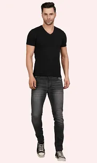 Stylish Cotton Blend Slim Fit Jeans For Men-thumb2