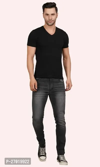 Stylish Cotton Blend Slim Fit Jeans For Men-thumb3