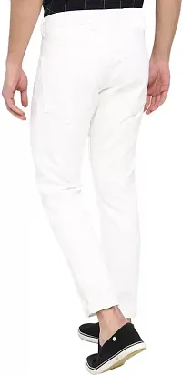 Stylish White Cotton Blend Mid-Rise Jeans For Men-thumb1