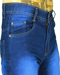 Classic Blue Cotton Solid Jeans For Men-thumb2