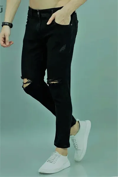 Comfortable Cotton Spandex Mid-Rise Jeans For Men