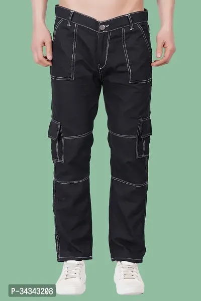 Stylish Black Denim Solid Jeans For Men-thumb0