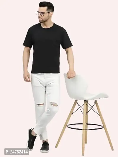 COMFITS Men's Slim Fit Regular Tapered Slit Cut Jeans (32) White