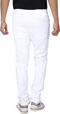 Stylish White Denim Solid Mid Rise Jeans For Men-thumb1