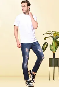 Stylish Blue Denim Solid Mid-Rise Jeans For Men-thumb2