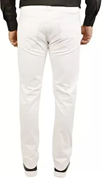 Stylish White Denim Solid Regular Fit Jeans For Men-thumb1