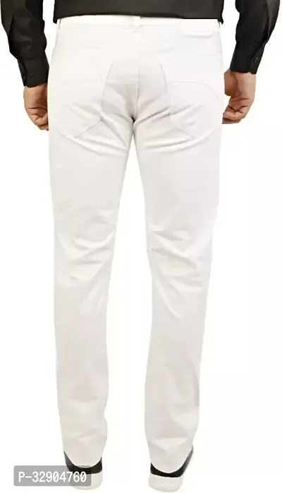 Stylish White Denim Solid Regular Fit Jeans For Men-thumb2