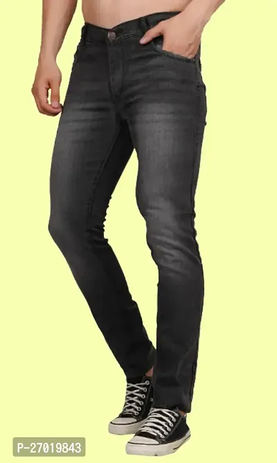 Stylish Cotton Blend Slim Fit Jeans For Men-thumb3