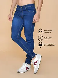 Classic Blue Denim Solid Jeans For Men-thumb2