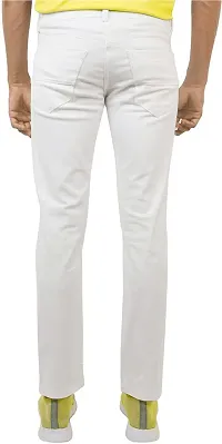 Stylish White Cotton Blend Solid Mid-Rise Jeans For Men-thumb1