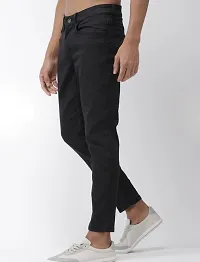 Stylish Black Denim Solid Mid-Rise Jeans For Men-thumb2