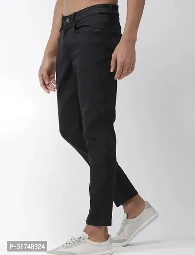 Stylish Black Denim Solid Mid-Rise Jeans For Men-thumb3