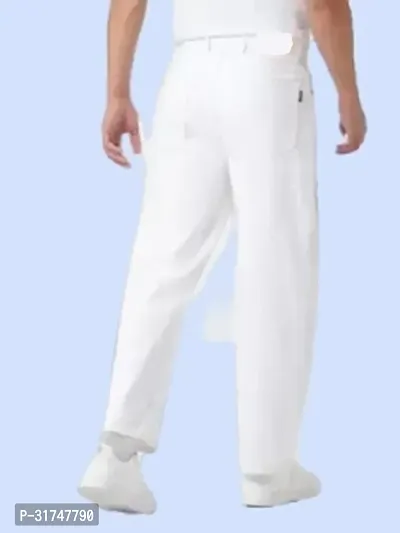 Stylish White Denim Solid Mid-Rise Jeans For Men-thumb2