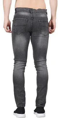 Stylish Grey Cotton Blend Solid Mid-Rise Jeans For Men-thumb2