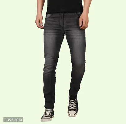 Stylish Cotton Blend Slim Fit Jeans For Men-thumb0