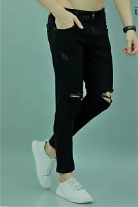 Stylish Black Denim Mid-Rise Jeans For Men-thumb2