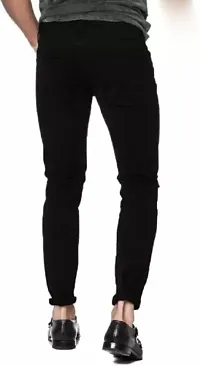 Stylish Black Cotton Blend Solid Mid-Rise Jeans For Men-thumb1