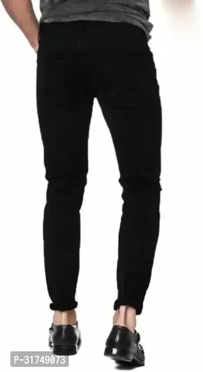 Stylish Black Cotton Blend Solid Mid-Rise Jeans For Men-thumb2