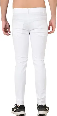 Stylish White Cotton Blend Solid Mid-Rise Jeans For Men-thumb1